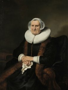 Portrét staré dámy, možná Elisabeth Bas Portrét staré dámy, možná Elisabeth Jacobsdr Bas (1571-1649), vdova po Jochem Hendricksz Swartenhont od Ferdinand Bol (attributed to)