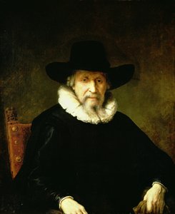 Portrét gentlemana v límci a tmavých šatech s kloboukem se širokou krempou od Ferdinand Bol