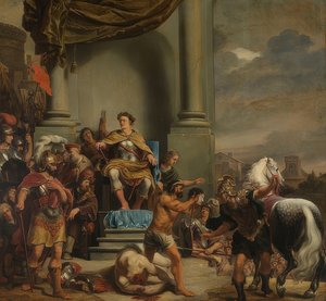 Titus Manlius Imperiosus Torquatus nařídí stětí svého syna. 1661-64 od Ferdinand Bol