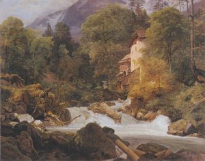 Mlýn u odtoku z jezera Königssee od Ferdinand Georg Waldmüller
