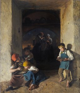 Děti dostávají snídani od Ferdinand Georg Waldmuller