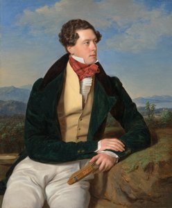 Herec Maximilian Korn v krajině od Ferdinand Georg Waldmuller