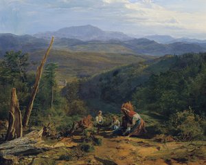 Krajina Wienerwald s hradem Wildegg od Ferdinand Georg Waldmuller