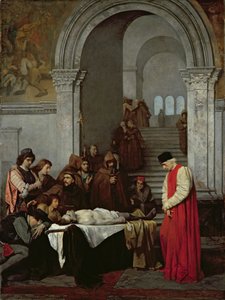 Malíř Luca Signorelli stojící u těla mrtvého syna svého rivala, 1859