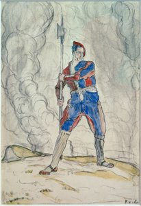 Standing Landsknecht, Studie pro bitvu u Marignana od Ferdinand Hodler