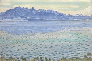 Jezero Thun s řetězem Stockhorn. 1904 od Ferdinand Hodler