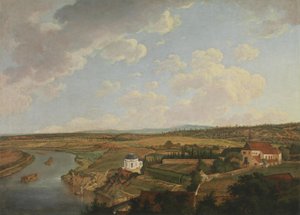 Pohled z aschaffenburského zámku na Chrám snídaně a kapucínský klášter (Aschaffenburský cyklus) od Ferdinand Kobell
