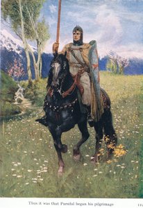 Tak začala jeho pouť Parsifal, ilustrace z hospody Příběhy Wagnerových oper. od George Harrap & Co Ltd 1932