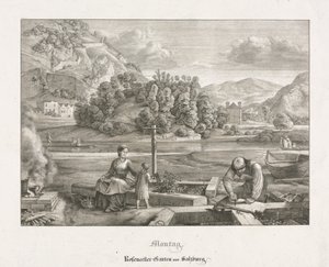 Sedm pohledů v Salcburku a Berchtesgadenu: pondělí: Rosenecker Garden Salzburg, 1823.