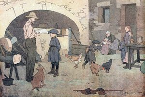 Doma, v Obrázkové knize dětství, kolem roku 1900 (rytina) od Ferdinand Raffin
