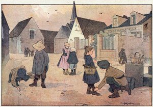 Mimo školu, v Obrázkové knize dětství, kolem roku 1900 (rytina) od Ferdinand Raffin
