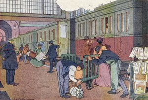 Stanice, v Obrázkové knize dětství, kolem roku 1900 (rytina) od Ferdinand Raffin