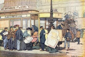Tramvaj, v Obrázkové knize dětství, kolem roku 1900 (rytina)