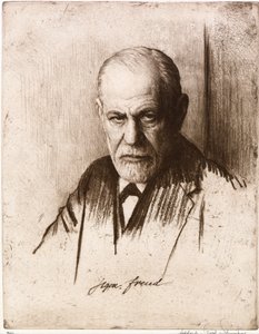 Portrét Sigmunda Freuda (1856-1939). Dílo Ferdinanda Schmutzera (1870-1928), rytina