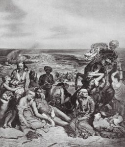 Masakry na Chiosu (litografie) od Ferdinand Victor Eugene (after) Delacroix