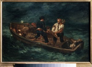 „Po ztroskotání“ (také nazývané „Opuštěné vraky na kánoi“) Přeživší ztroskotání na voru. Obraz Eugene Delacroix (1798-1863) 1847 Puškinovo muzeum výtvarných umění, Moskva od Ferdinand Victor Eugene Delacroix