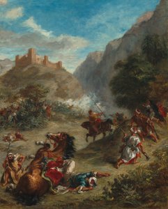 Arabové potyčky v horách od Ferdinand Victor Eugene Delacroix