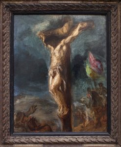 Ukřižování. Obraz Eugene Delacroix (1798-1863), olej na dřevě od Ferdinand Victor Eugene Delacroix