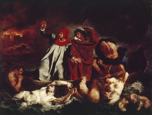 Danteho člun, z Divina Commedia od Dante Alighieriho (olej na plátně od Ferdinand Victor Eugene Delacroix