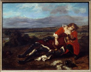 Smrt Lary. Obraz Eugene Delacroix (1798-1863) od Ferdinand Victor Eugene Delacroix