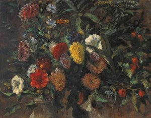 Květinové zátiší, asi 1848 (olej na kartonu) od Ferdinand Victor Eugene Delacroix