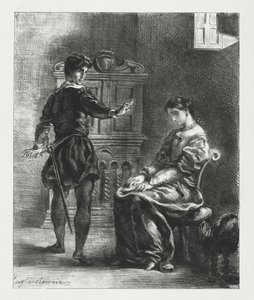 Hamlet: Hamlet a Ofélie, 1834. od Ferdinand Victor Eugene Delacroix