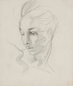 Head of Liberty (grafitová tužka na papíře) od Ferdinand Victor Eugene Delacroix