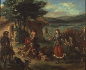Herminie et les bergers - Erminia a pastýři, Delacroix, Eugene od Ferdinand Victor Eugene Delacroix