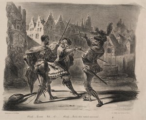 Ilustrace pro Faust: Souboj Fausta a Valentina, 1828. od Ferdinand Victor Eugene Delacroix