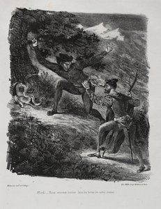 Ilustrace pro Faust: Faust a Méphistophélés v horách Hartz, 1828. od Ferdinand Victor Eugene Delacroix