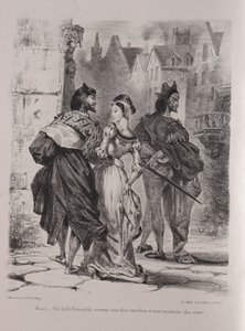 Ilustrace pro Fausta: Faust se snaží přilákat Marguerite, 1828. od Ferdinand Victor Eugene Delacroix