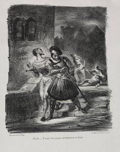 Ilustrace pro Fausta: Méphistophélés a Faust prchají po souboji, 1828. od Ferdinand Victor Eugene Delacroix