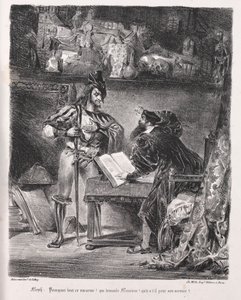 Ilustrace pro Fausta: Méphistophélés navštěvuje Fausta, 1828. od Ferdinand Victor Eugene Delacroix
