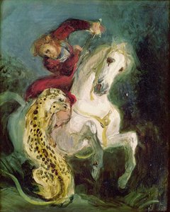 Jaguar útočí na jezdce, kolem roku 1855