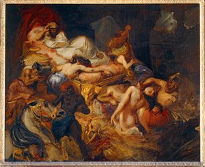 Mort de Sardanapale - Sardanapalova smrt. 1826-1827. Náčrtek pro 40-11-02/62 ... od Ferdinand Victor Eugene Delacroix