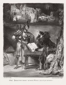 Mefistofeles objevující se ve Faustovi (Mefisto se objevuje jako Faust). 1828 od Ferdinand Victor Eugene Delacroix