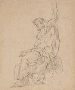 Recto: Sedící postava muže, možná Jupitera, na orlovi, vzpínajícího se levou rukou od Ferdinand Victor Eugene Delacroix