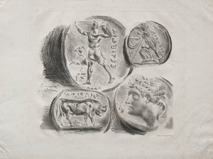 List čtyř starožitných medailí, 1825. od Ferdinand Victor Eugene Delacroix