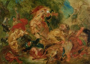 Studie k lovu lva, 1854 od Ferdinand Victor Eugene Delacroix