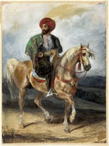 Turecký jezdec, asi 1834 (kvaš a akvarel na papíře) od Ferdinand Victor Eugene Delacroix