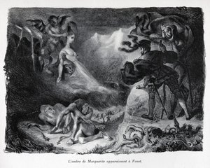 U Fausta se objeví Gretschenův stín. od Ferdinand Victor Eugene Delacroix