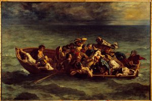 Potopení „Dona Juana“. Ilustrace knihy George Gordona Byrona s názvem Lord Byron (1788-1824) „Don Juan“, píseň II. Obraz Eugene Delacroix (1798-1863) od Ferdinand Victor Eugene Delacroix