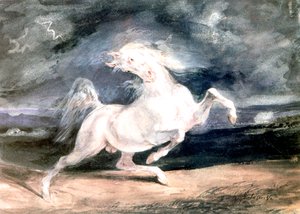 Bílý kůň, 19. století od Ferdinand Victor Eugene Delacroix