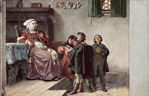 Martin Luther zpíval Frau Cottě, když byl studentem v Eisenachu, Německo, 1499 od Ferdinand Wilhelm Pauwels