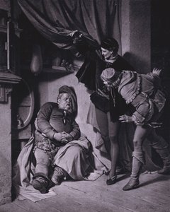 Scéna ze Shakespearova krále Jindřicha IV., část 1 (dějství II, scéna 4) (litho) od Ferdinand the Elder Piloty