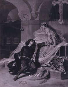 Scéna ze Shakespearova Romea a Julie (V. dějství, scéna 3) (litho) od Ferdinand the Elder Piloty