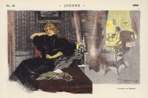 Žena doma večer (barva litho) od Ferdinand von Reznicek