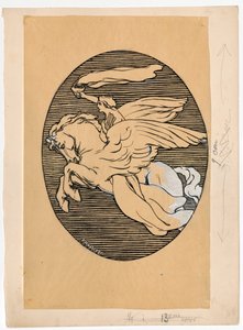Muse auf Pegasus, Emblem des Theaters "Lutnia" in Wilna od Ferdynand Ruszczyc