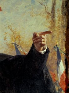 Ruka. Detail portrétu Paula Derouledeho (1846-1914), francouzského nacionalistického militantu, ukazujícího prstem. Obraz Fernanda Cormona (1845-1924)