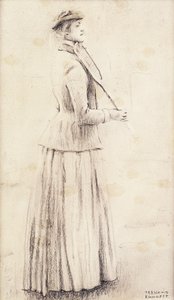 Tenista; Studie pro "Vzpomínky"; Tenista; nebo Du Lawn Tennis; Studie pro "Memories" Tennisspeelster; Studie pro "Memories", c.1887 od Fernand Khnopff